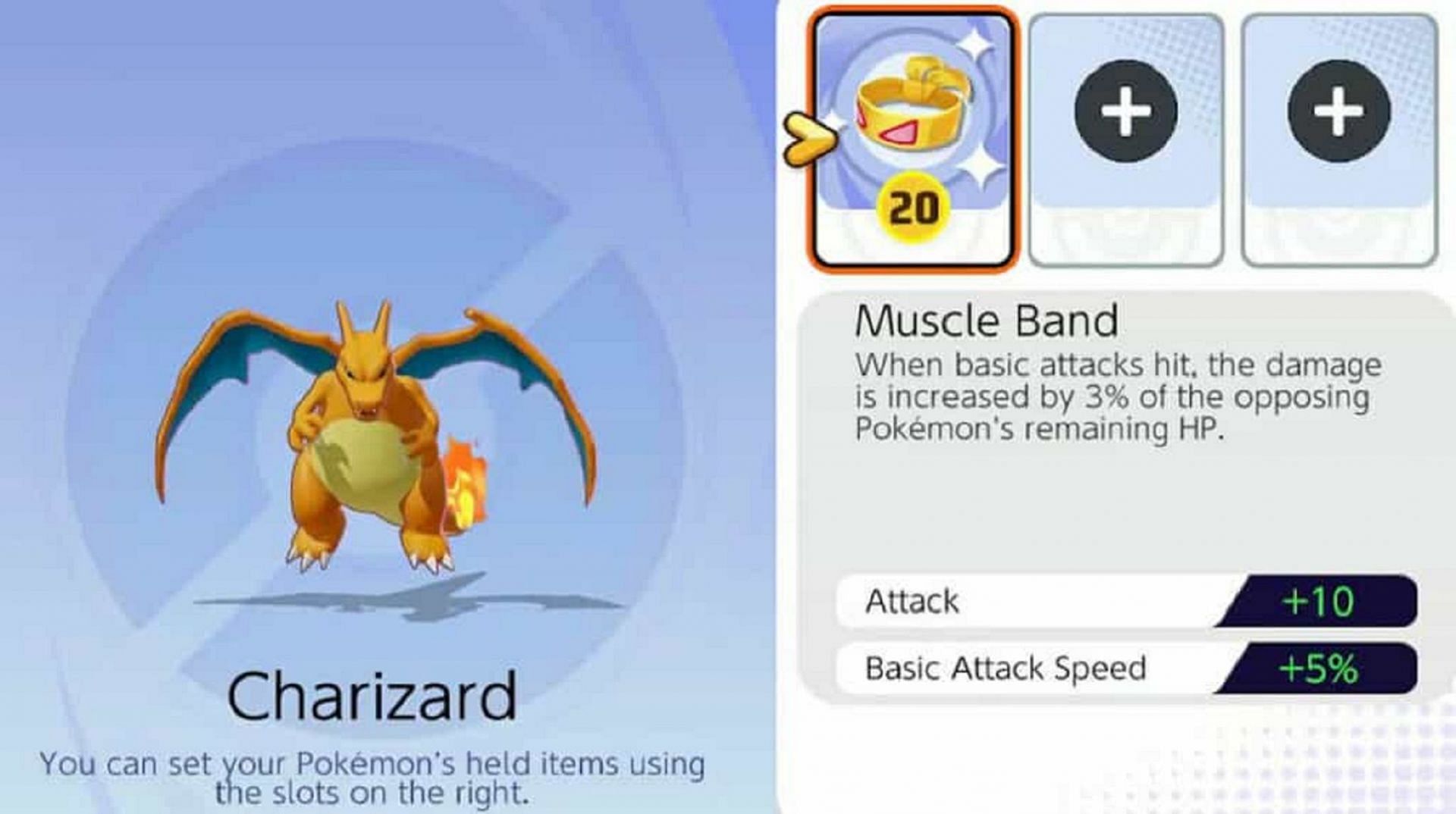 Charizard equips a Muscle Band (Image via The Pokemon Company)