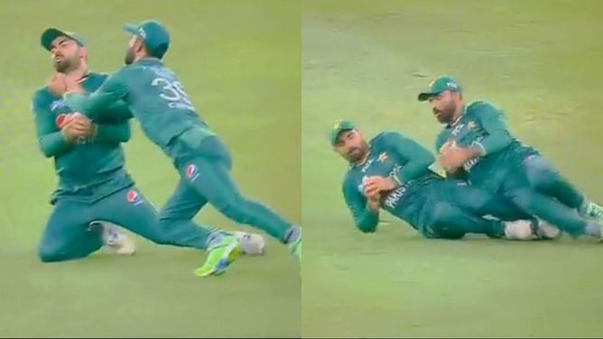 IND vs PAK 2022: [Watch] Khushdil Shah miraculously holds on to Rohit Sharma's catch despite almost being punched by Fakhar Zaman