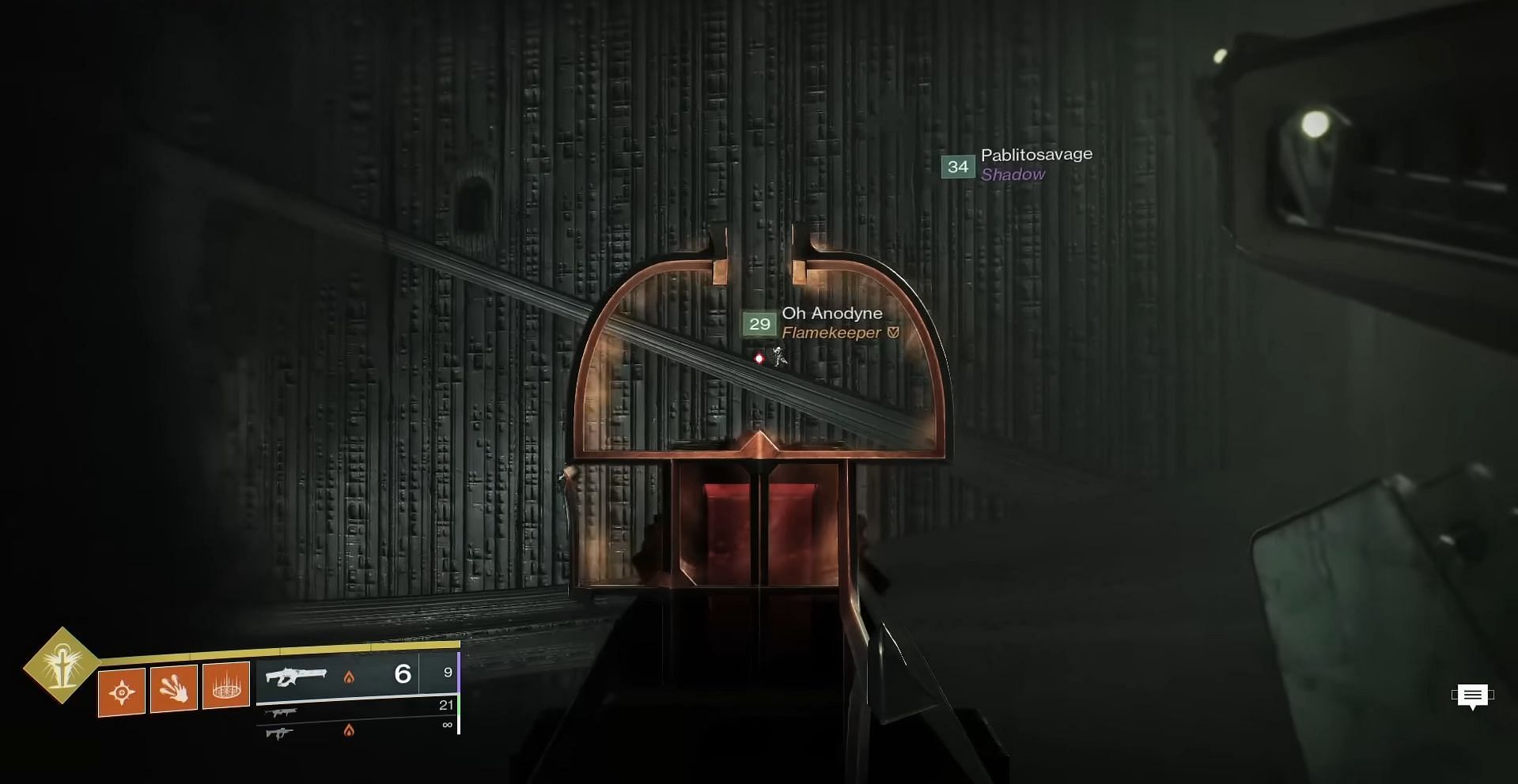 The hole on the wall of Destiny 2 King&#039;s Fall first jumping puzzle (Image via FalloutPlays)