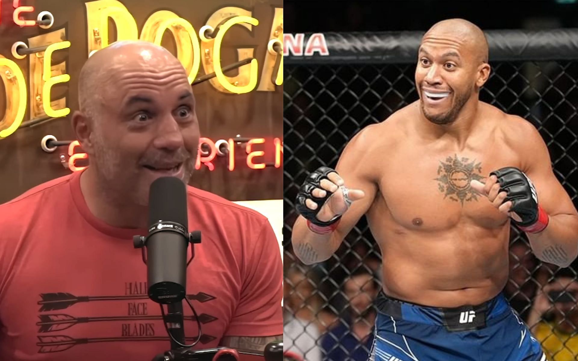 Joe Rogan (left), Ciryl Gane (right) [Images courtesy: PowerfulJRE via YouTube | @ufc via Instagram]