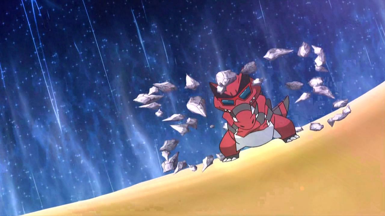 Krookodile using Stone Edge in the anime (Image via The Pokemon Company)