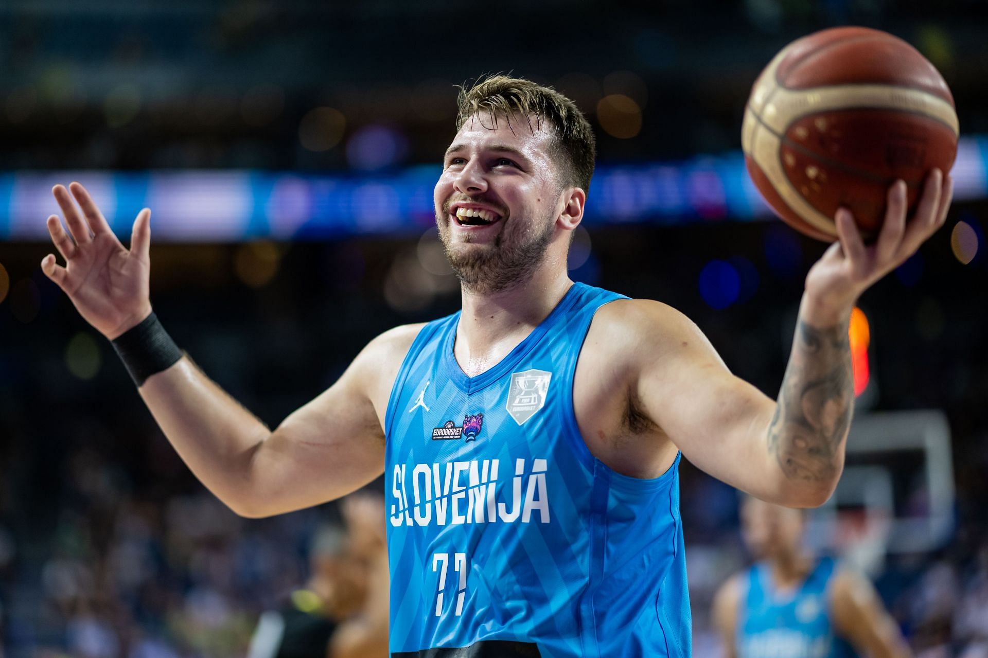 Luka Doncic playing for Slovenia