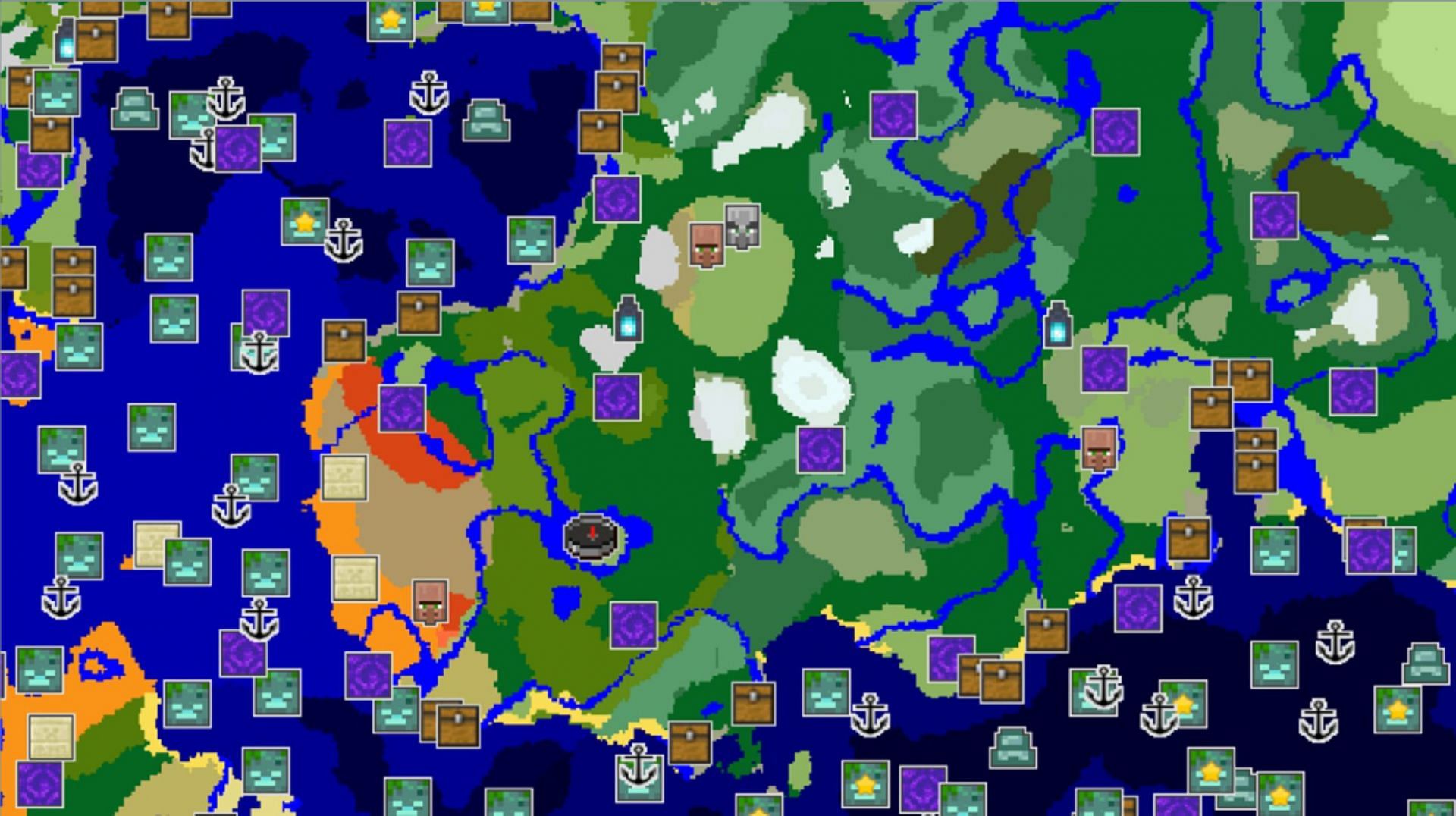 The small island beginning is a nice spawn for players in this seed (Image via Chunkbase)