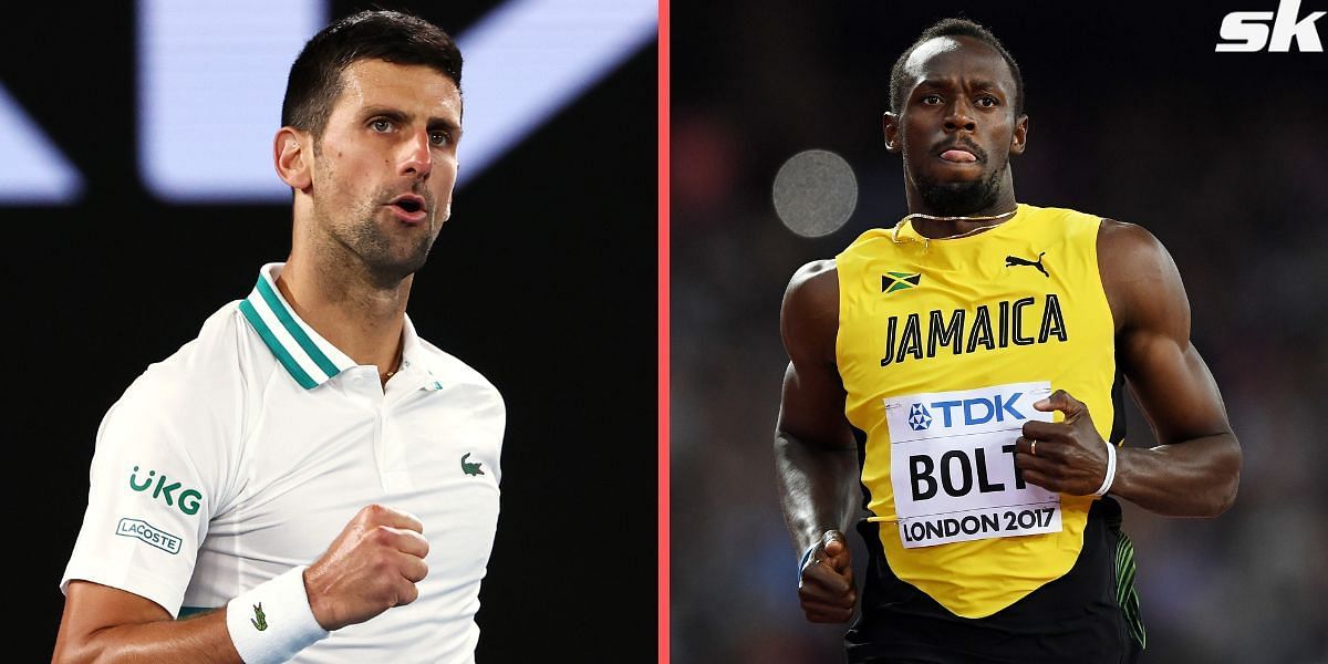 Novak Djokovic (L) and Usain Bolt