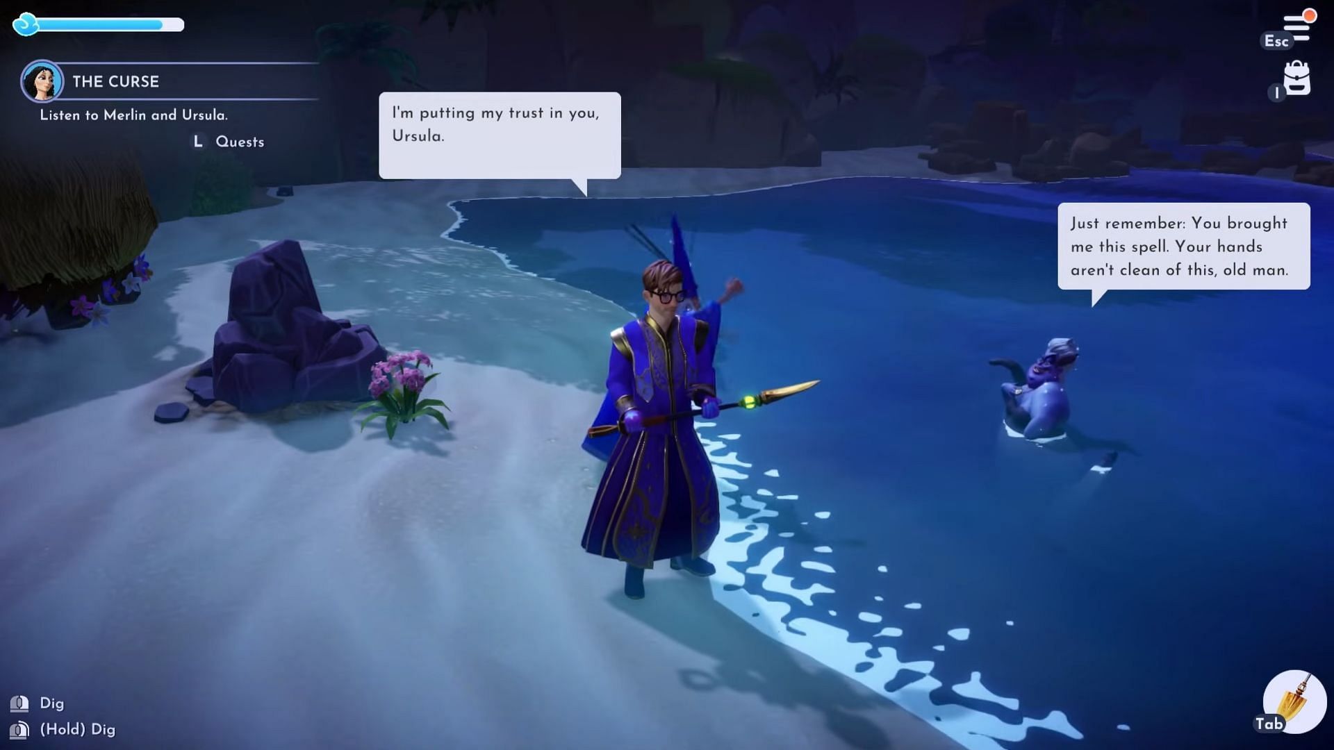 A conversation between Merlin and Ursula (Image via Gameloft)