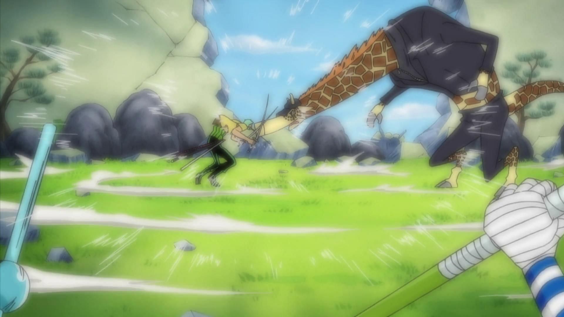 The scale of the fight between Kaku and Zoro was completely different than the one of the fight between Jabra and Sanji (Image via Toei Animation, One Piece)