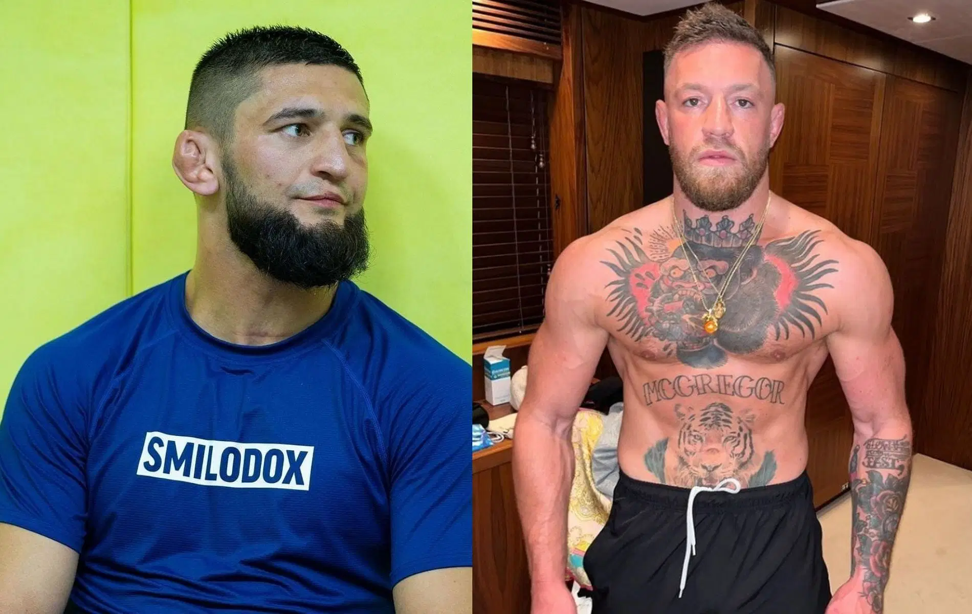 Khamzat Chimaev (Left), Conor McGregor (Right) (Images via Instagram)