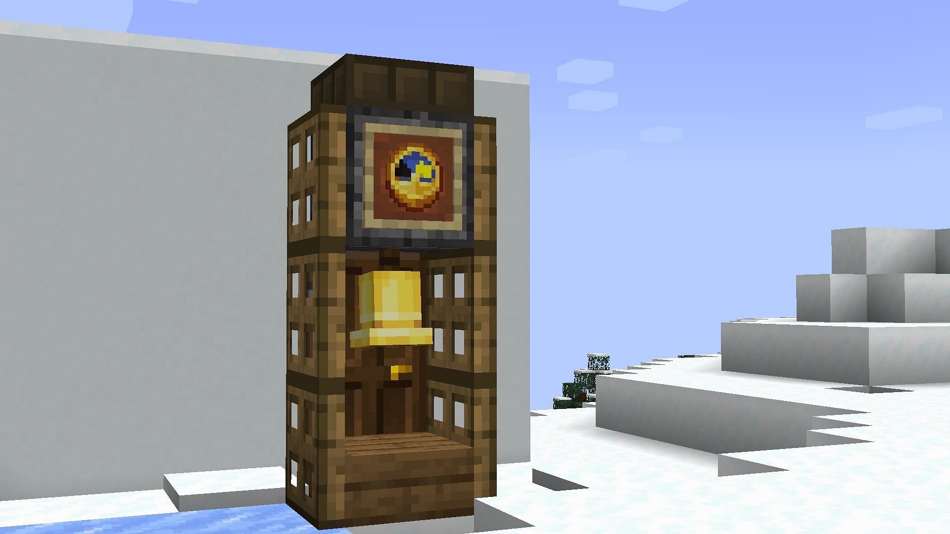 A simple clock in Minecraft that can chime 30 times in one in-game day (Image via Mojang)