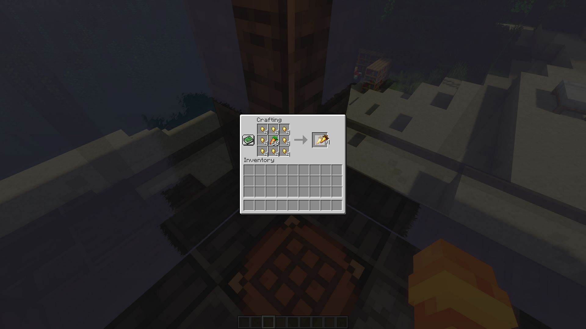 The crafting recipe for golden carrots (Image via Minecraft)