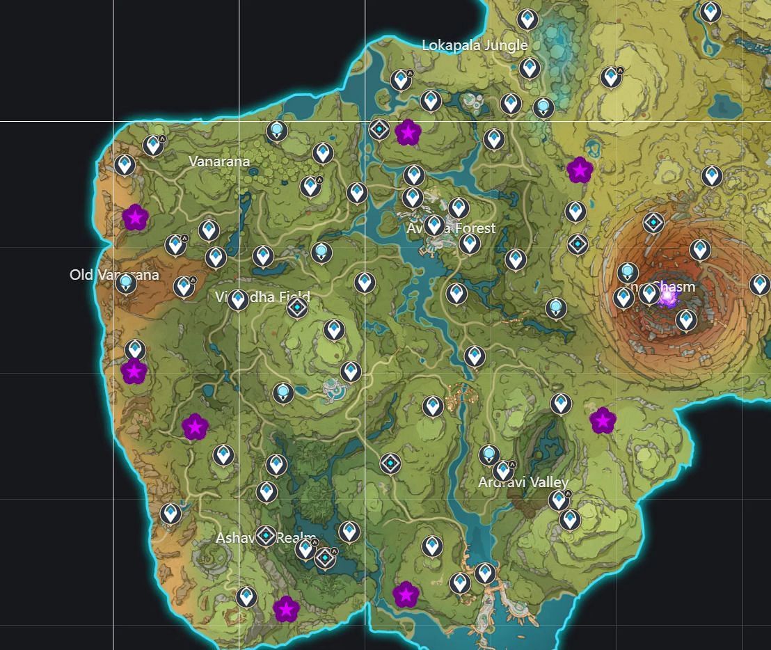 The eight puzzle locations that players must complete before attempting this quest (Image via HoYoverse)
