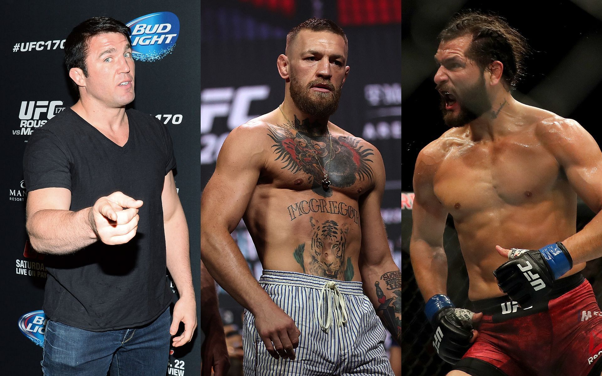 Chael Sonnen (left); Conor McGregor (center); Jorge Masvidal (right)