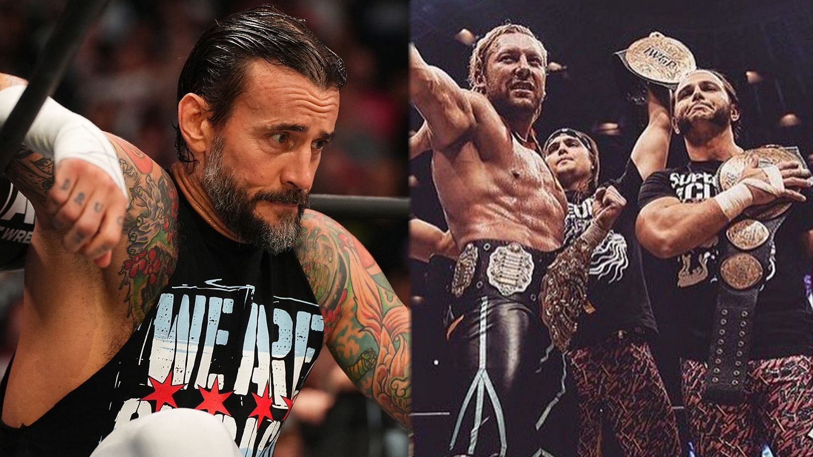 CM Punk (Left), The Elite (Right).