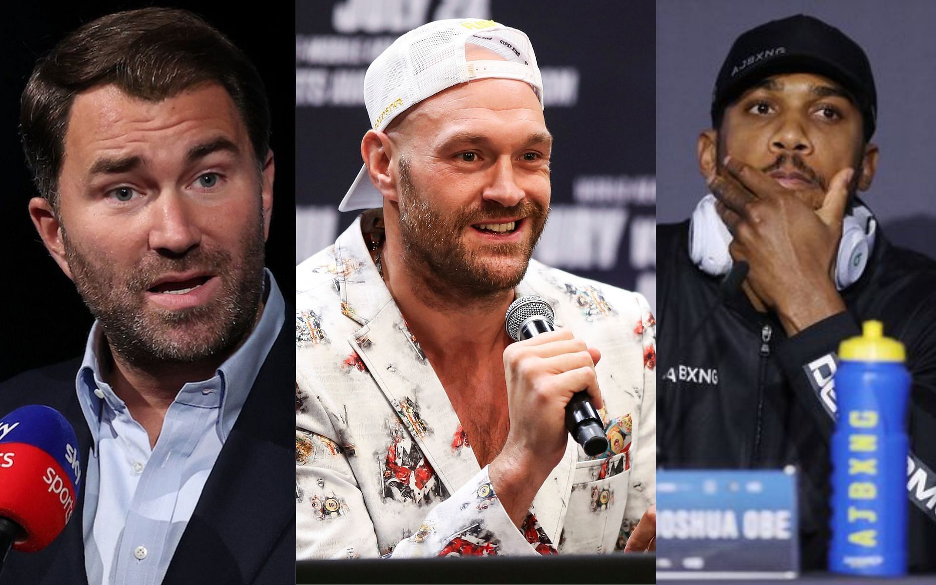 Eddie Hearn (right), Tyson Fury (center), and Anthony Joshua (right) (Image credits Getty Images)