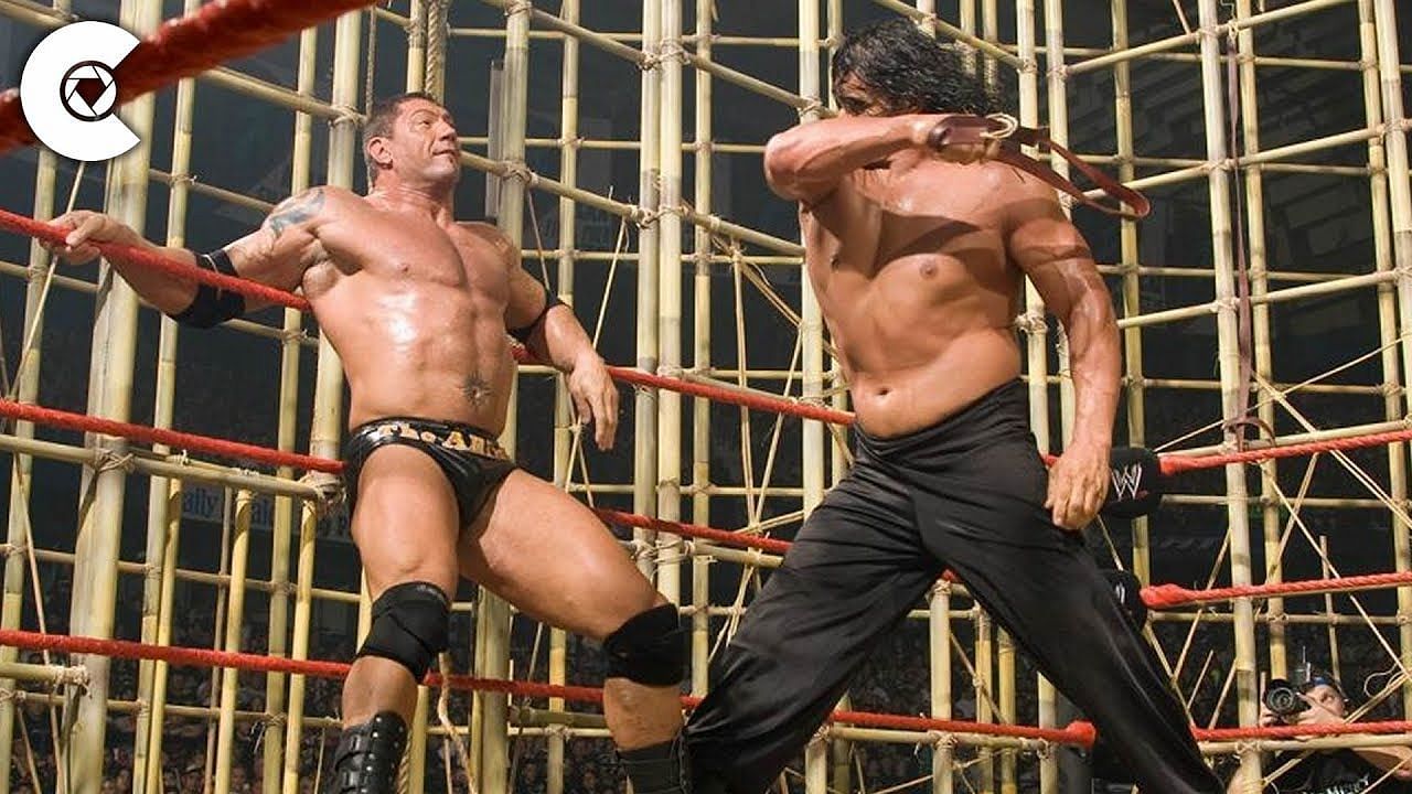 Batista wrestled The Great Khali in a Punjabi Prison Match at WWE Great American Bash (2007)