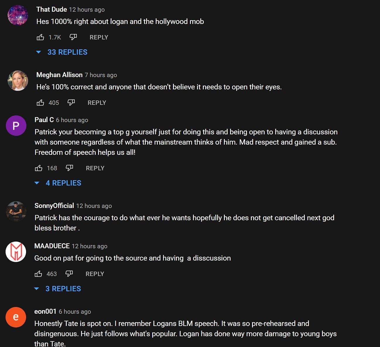 Fans react to Tate's views on Logan Paul (Image via Valuetainment Shorts Clips/YouTube)