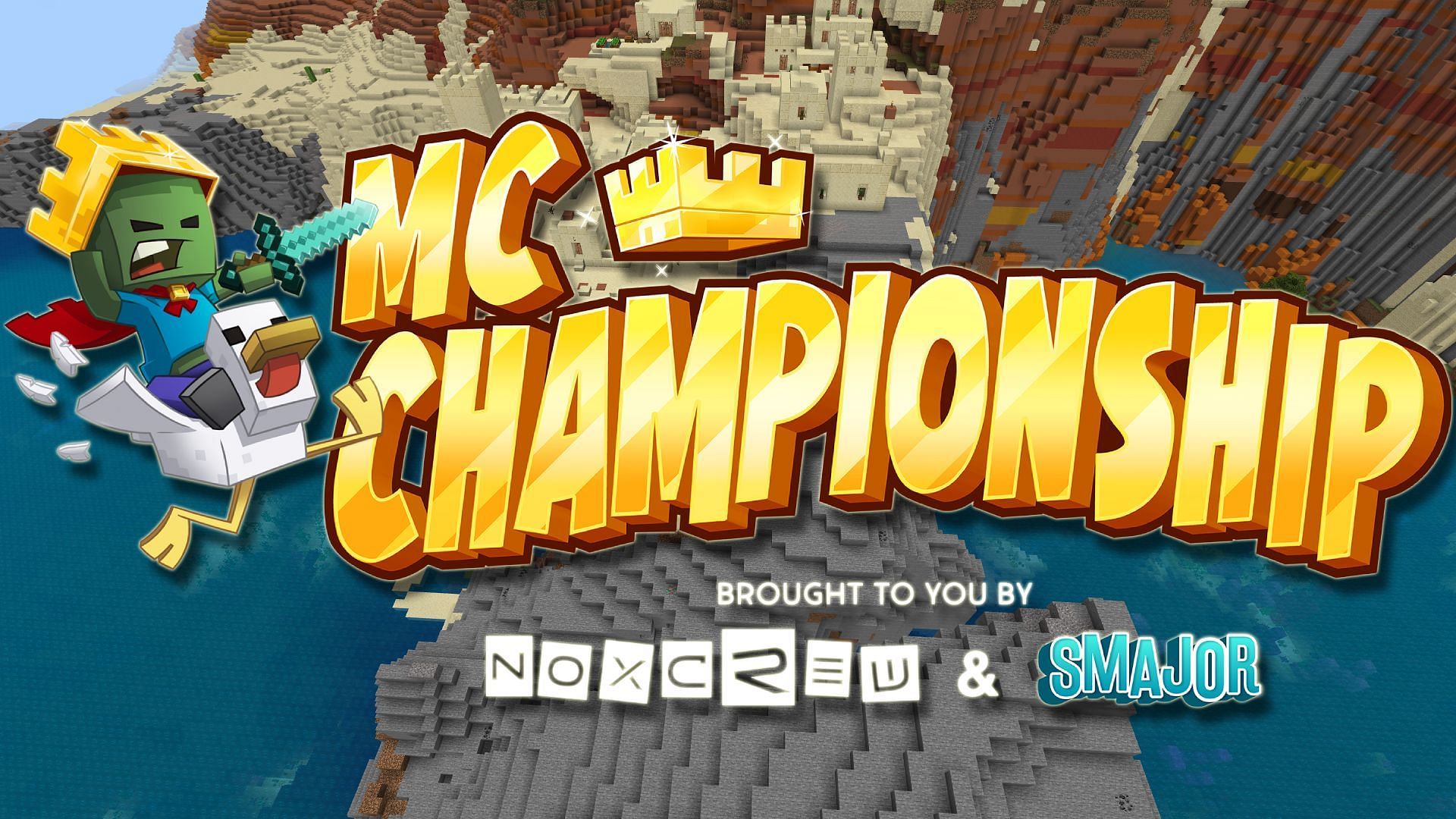 The Minecraft Championship logo over an in-game background (Image via MCC)