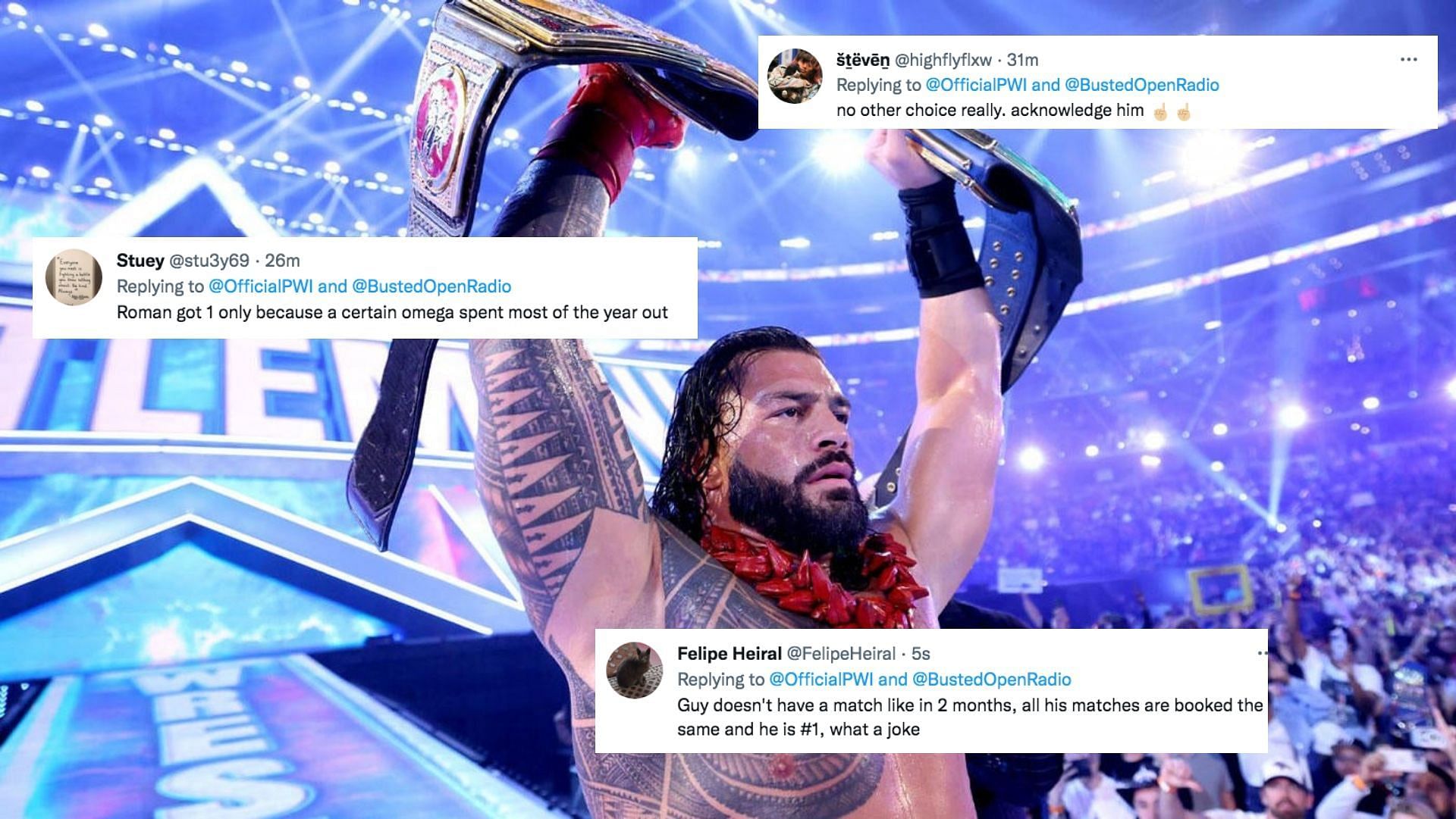 Wrestling fans have reacted to Roman Reigns earning PWI's topp 500 list