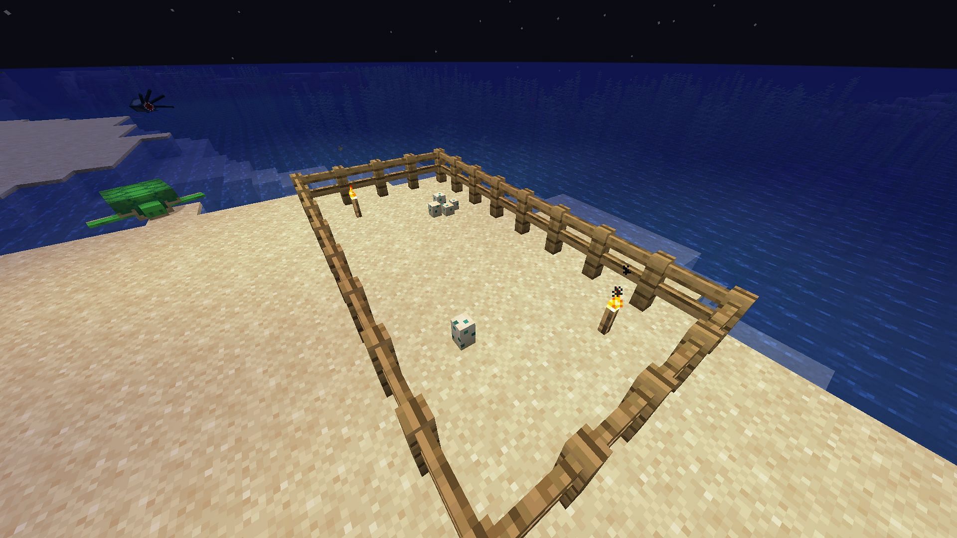 The best way to protect the eggs is by creating a fence and lighting up the area in Minecraft (Image via Mojang)