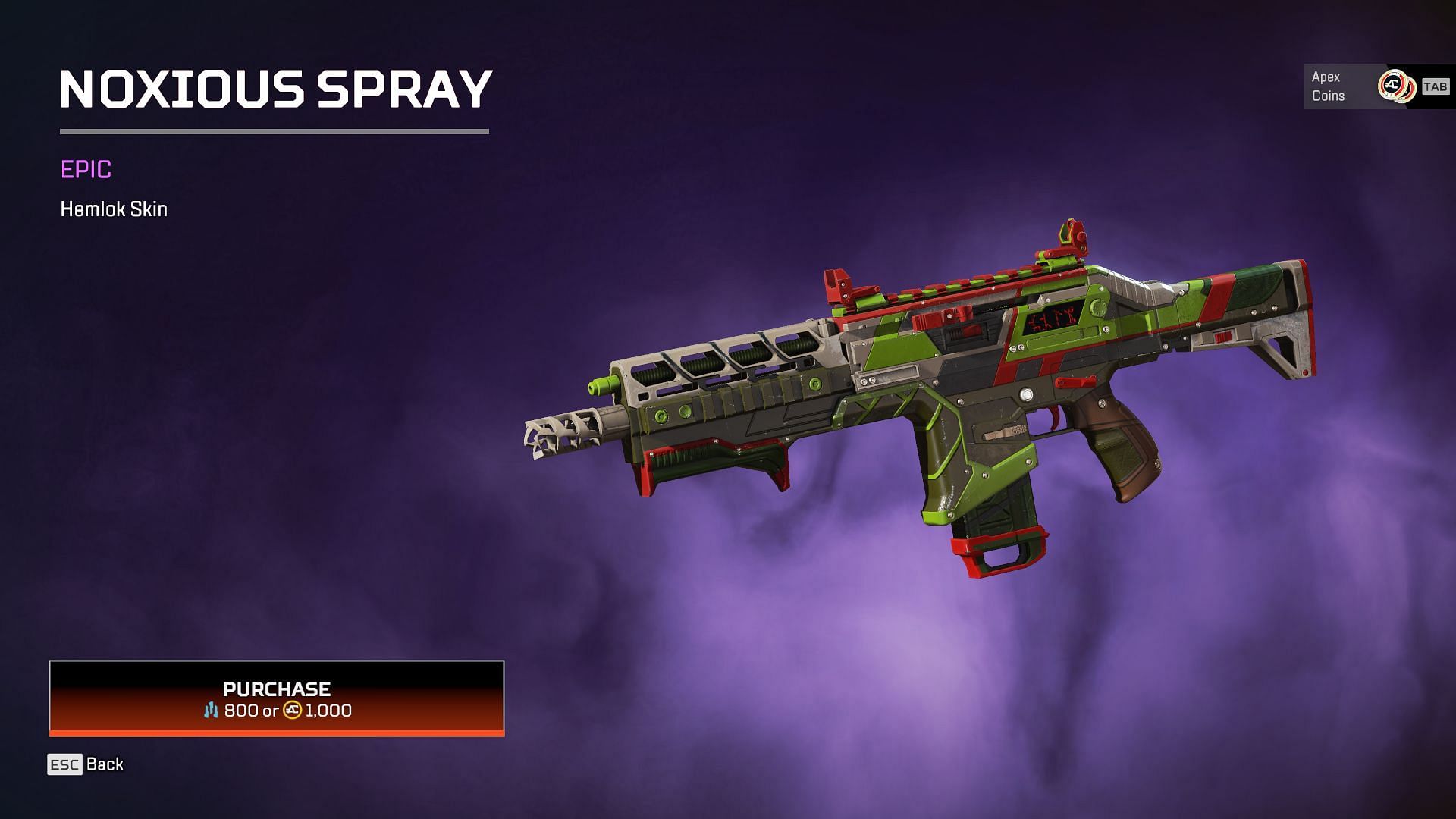 The epic Noxious Spray weapon skin (Image via EA)