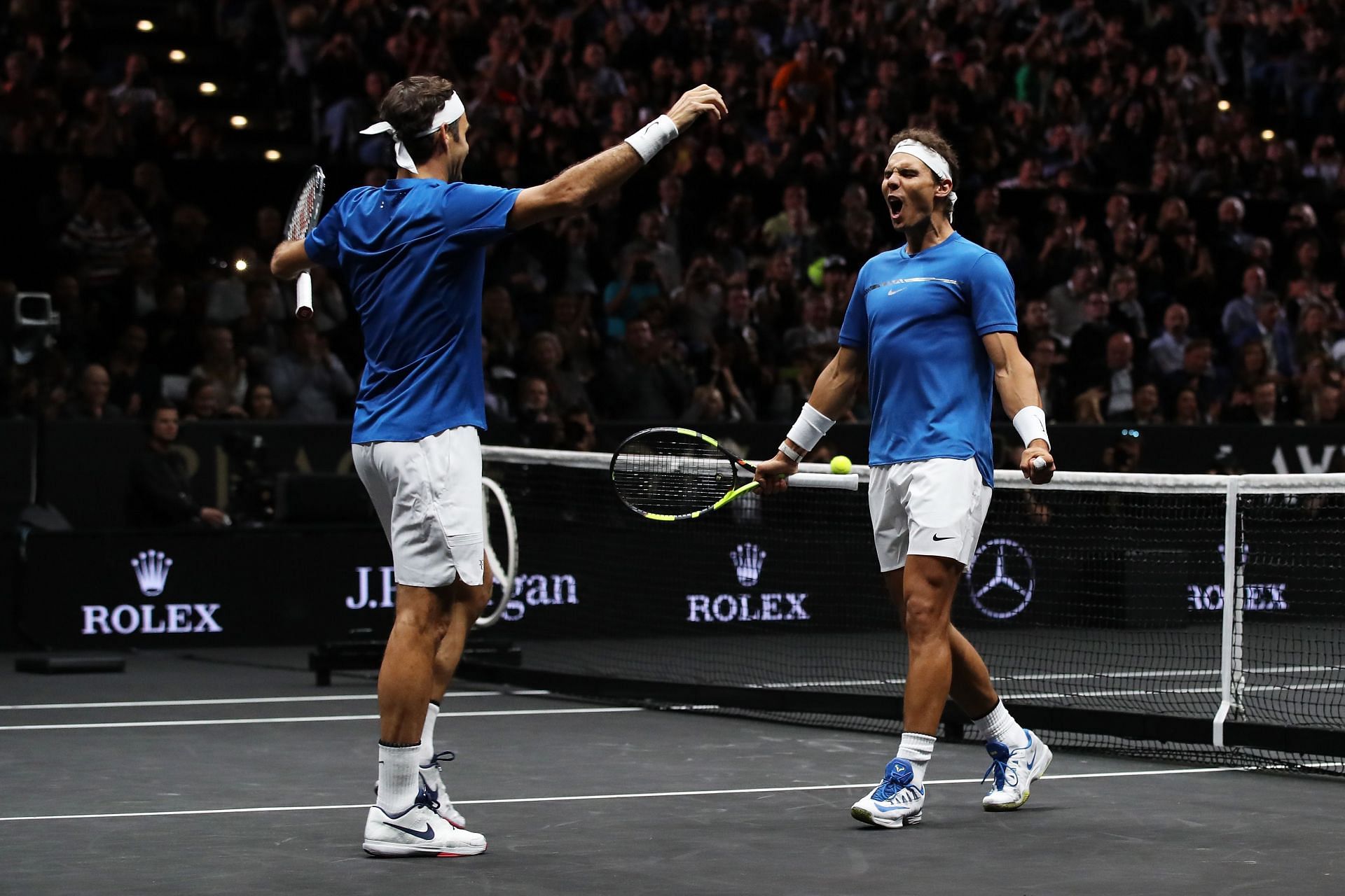 Roger Federere and Rafael Nadal at the 2017 Laver Cup