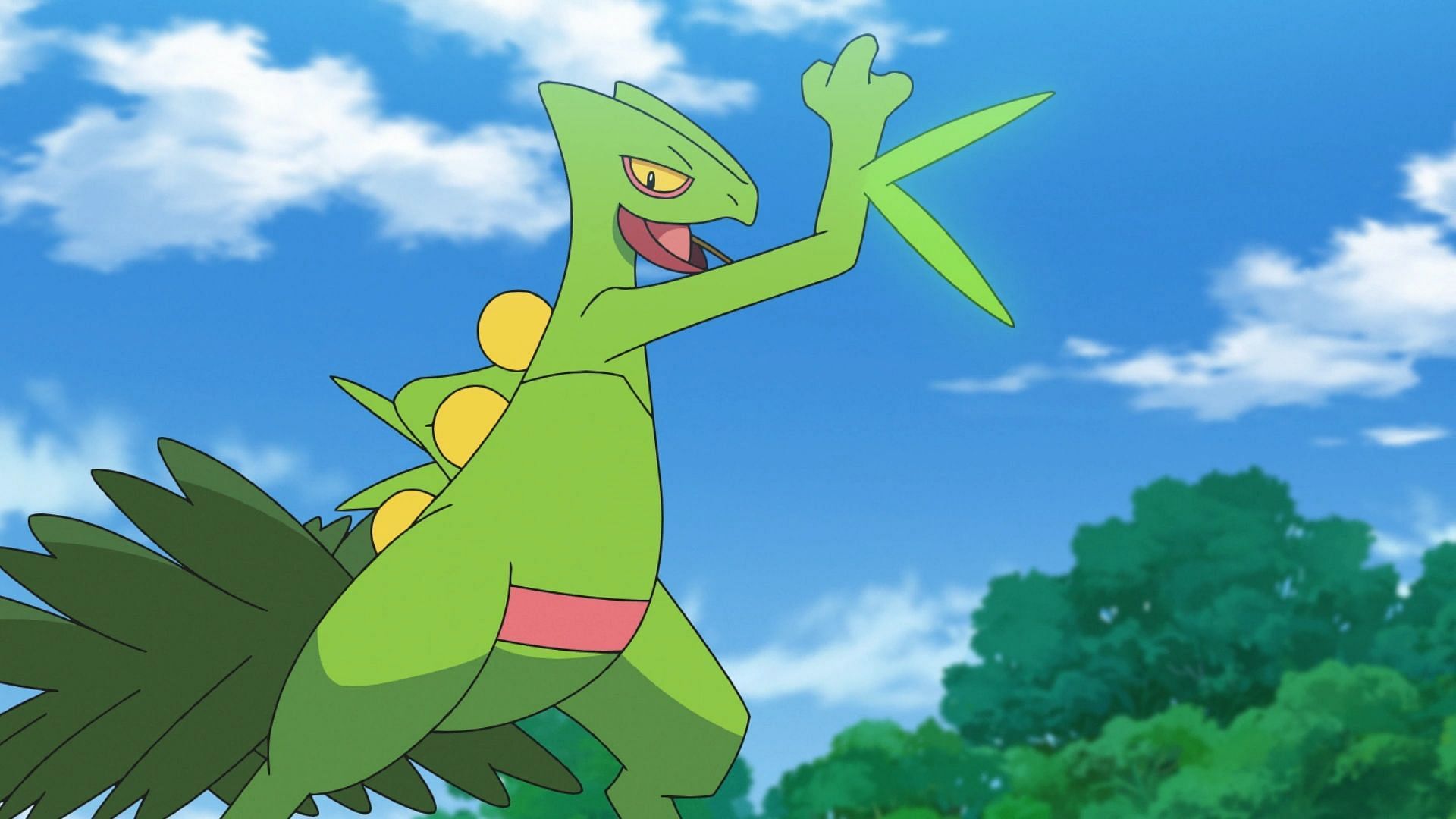 Sceptile as it appears in the anime (Image via The Pokemon Company)