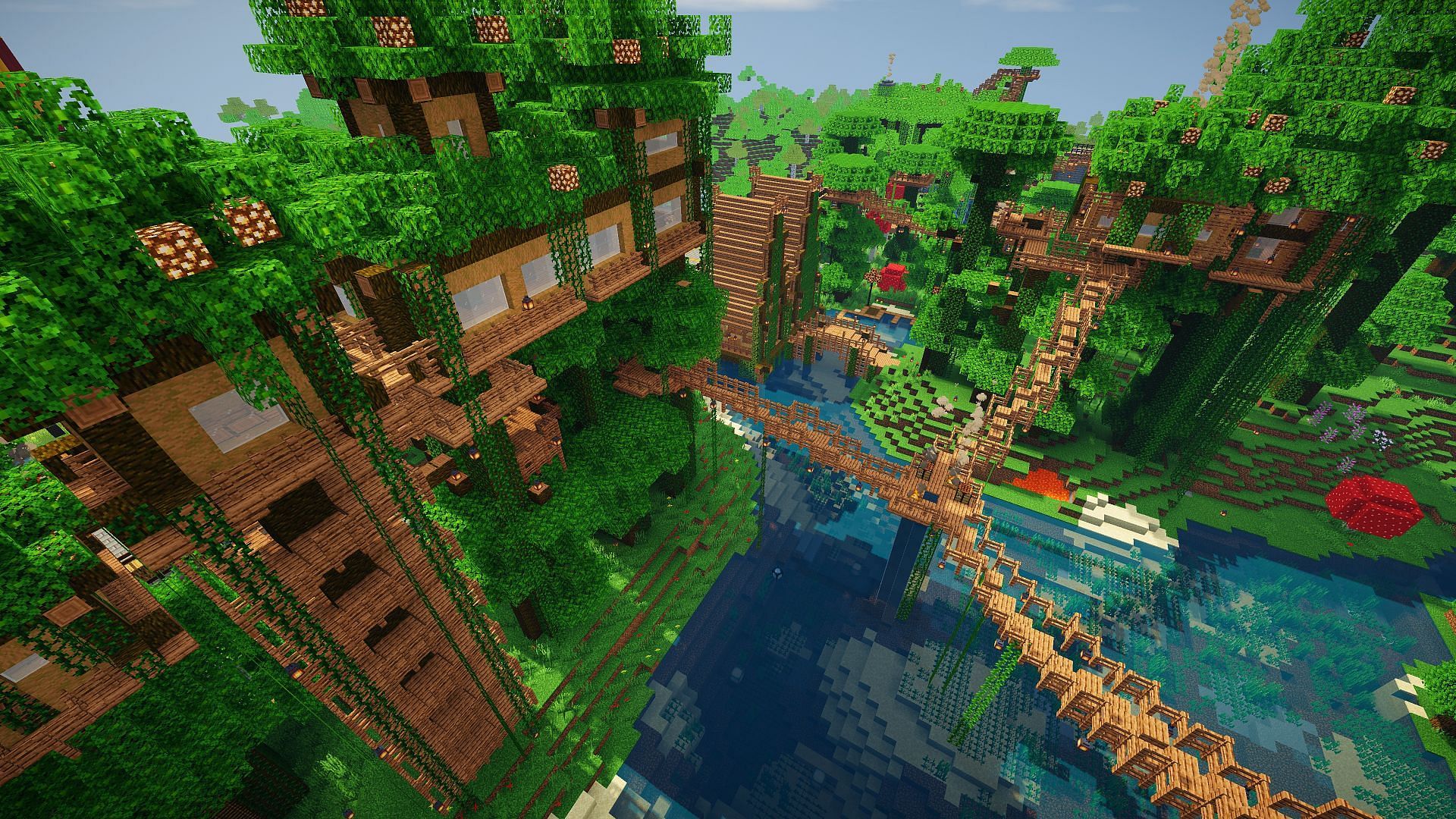 A jungle treehouse city (Image via Reddit)
