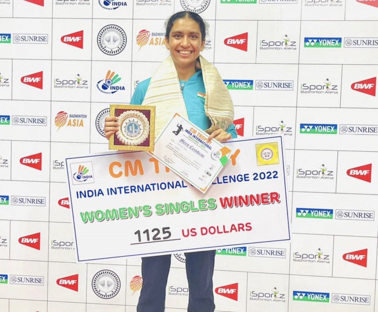 Tasnim Mir after winning the Chhattisgarh International Challenge badminton tournament. (PC: BAI)