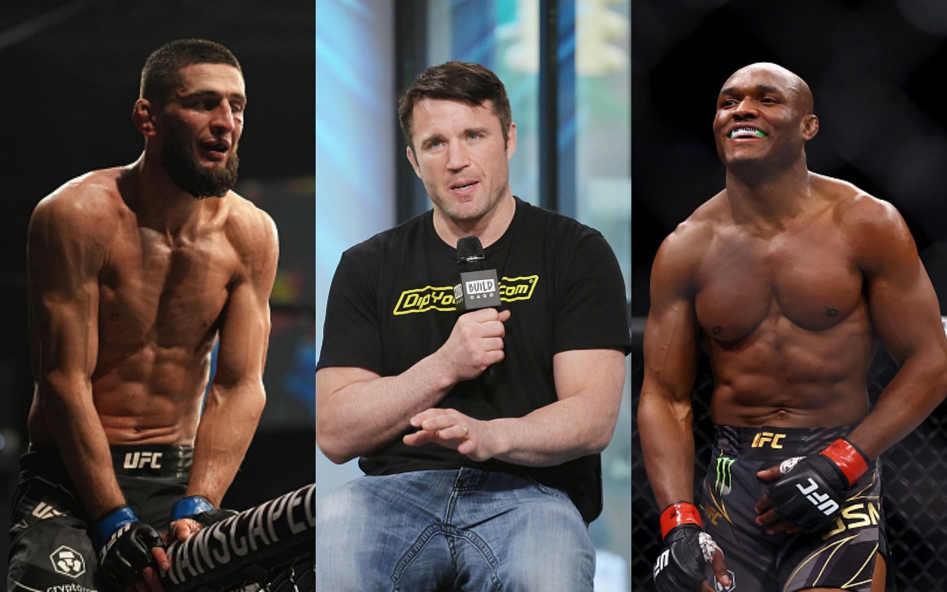 Khamzat Chimaev (left), Chael Sonnen (middle), Kamaru Usman (right)