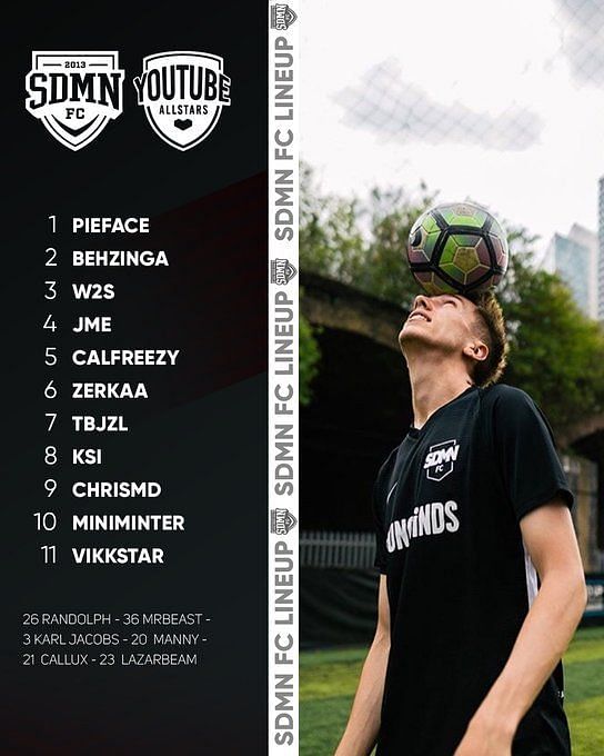 Sidemen FC vs YouTube All Stars charity football match Official squads