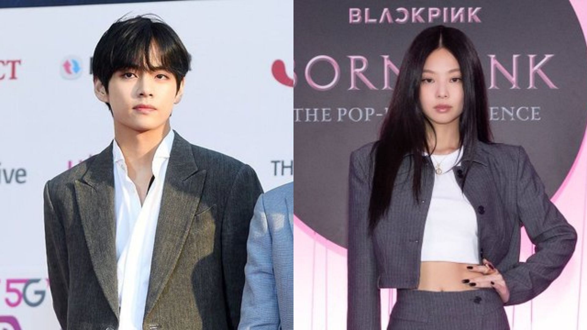 BTS V and BLACKPINK Jennie embroiled in dating rumors (Image via Twitter/@teddies_v)