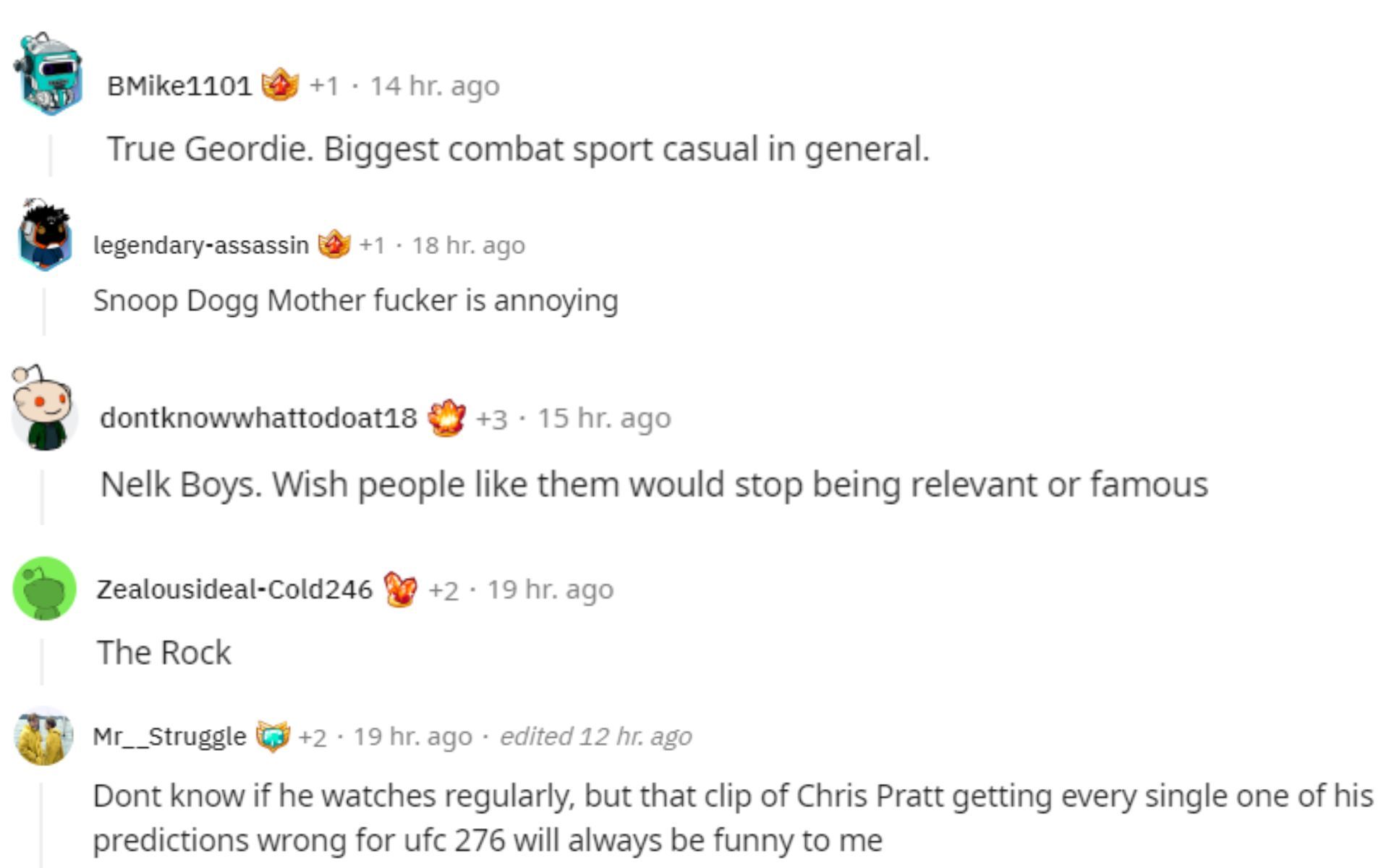 Screenshot of the Reddit comments