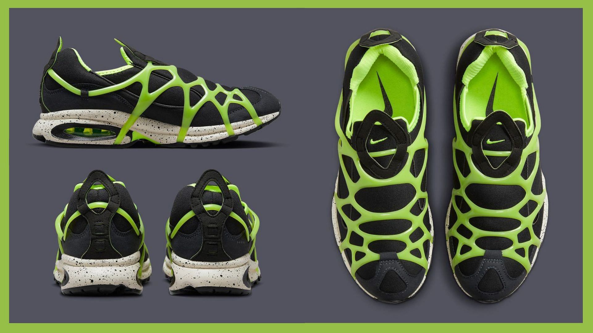 Take a detailed look at the impending Nike Air Kukini Black Neon sneakers (Image via Sportskeeda)