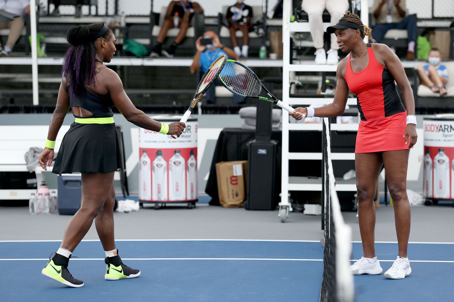 Serena Williams (L) and Venus Williams will compete in women&#039;s doubles at the 2022 US Open.