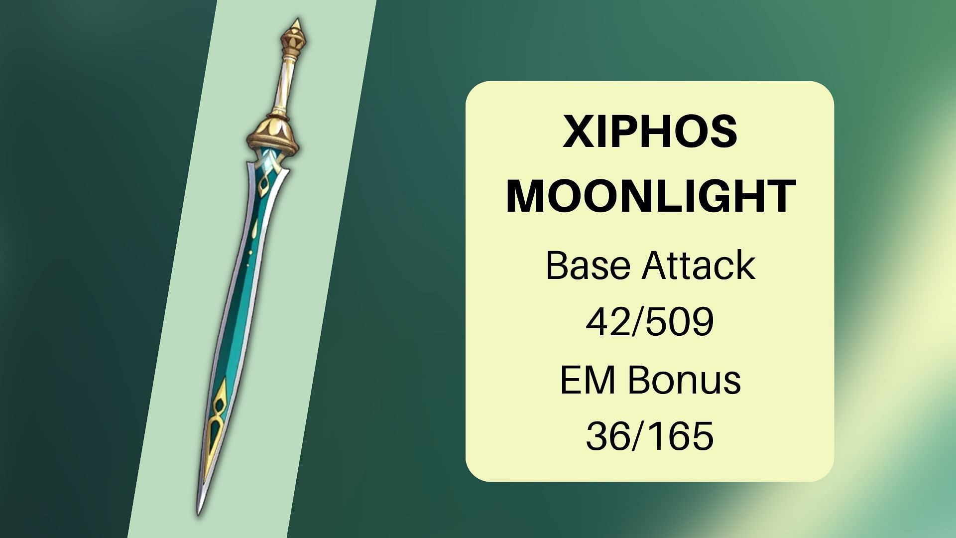 Xiphos&#039; Moonlight and its stats (Image via Genshin Impact)
