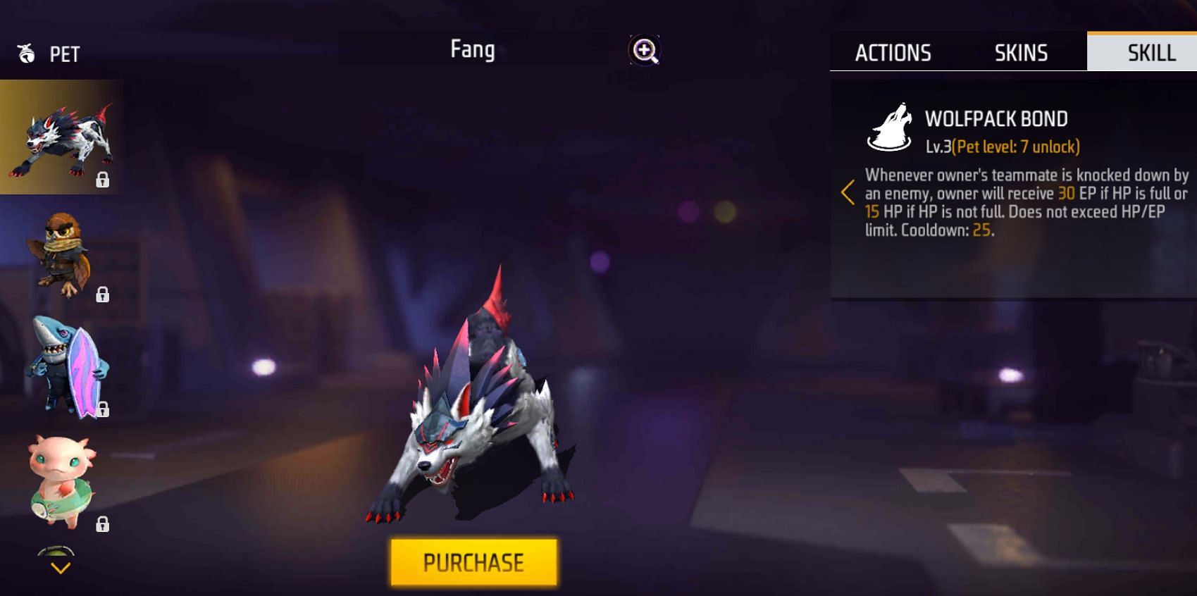 New pet Fang with Wolfpack Bond ability (Image via Garena)