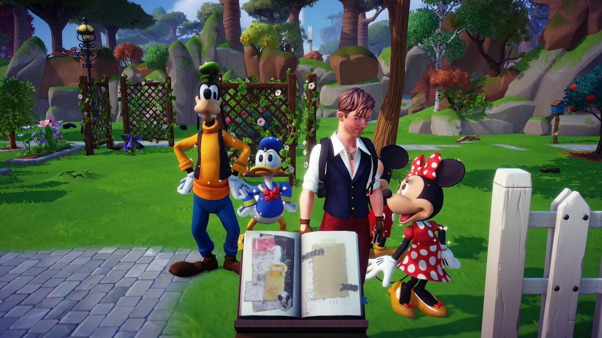 Goofy collects all of the Disney Dreamlight Valley pictures from his quests in a scrapbook (Image via Gameloft)