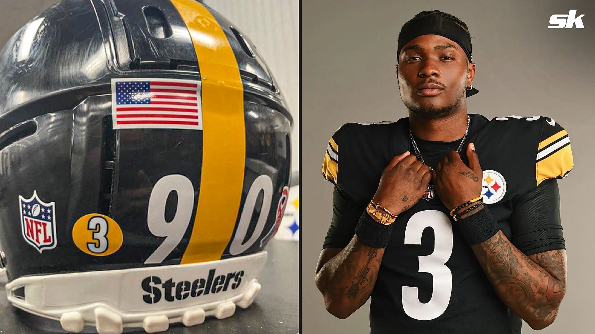 The Steelers will honor the late Dwayne Haskins with number 3 stickers on players