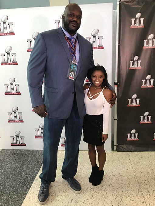 When did Simone Biles meet NBA legend Shaquille O'Neal?