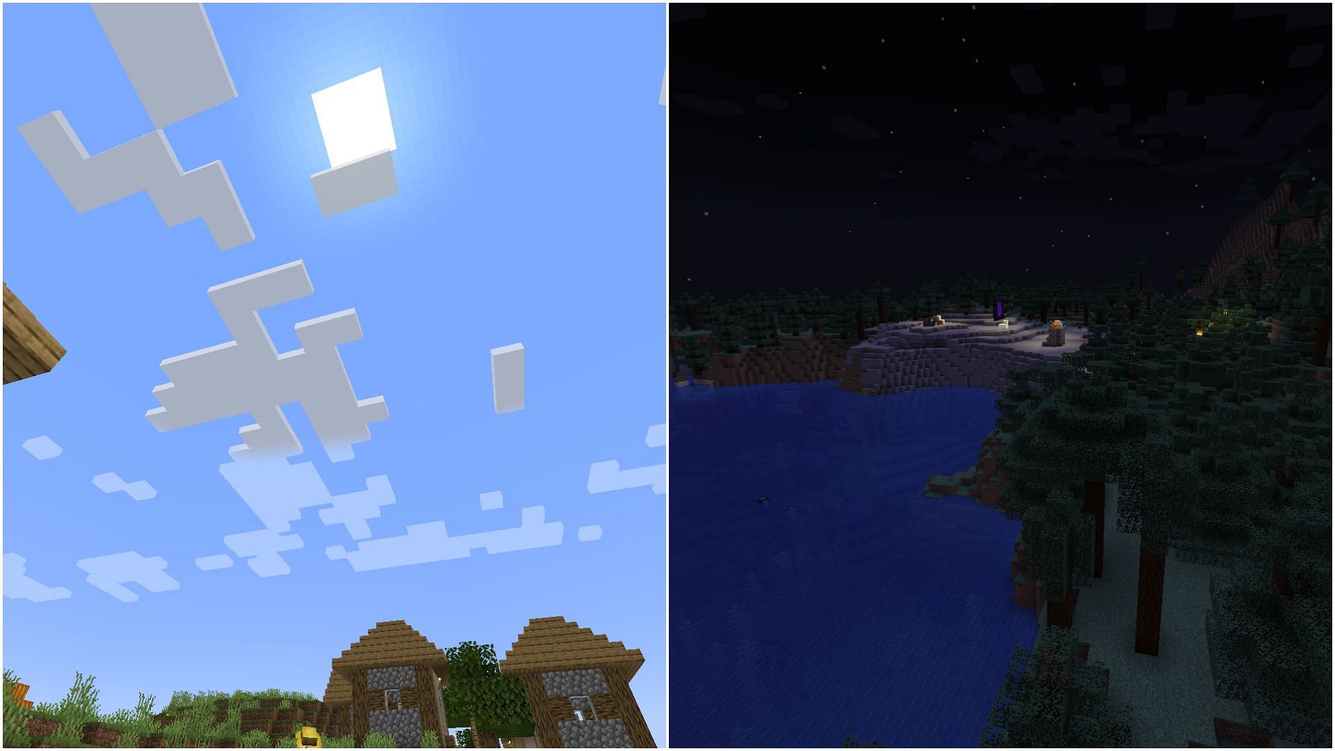 Several aspects of the game changes during the day and night cycle in Minecraft (Image via Sportskeeda) 