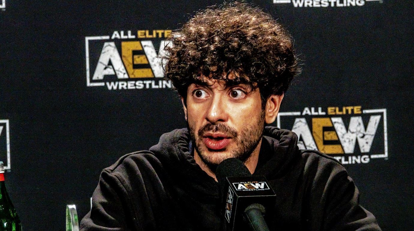 Tony Khan during AEW All Out media scrum