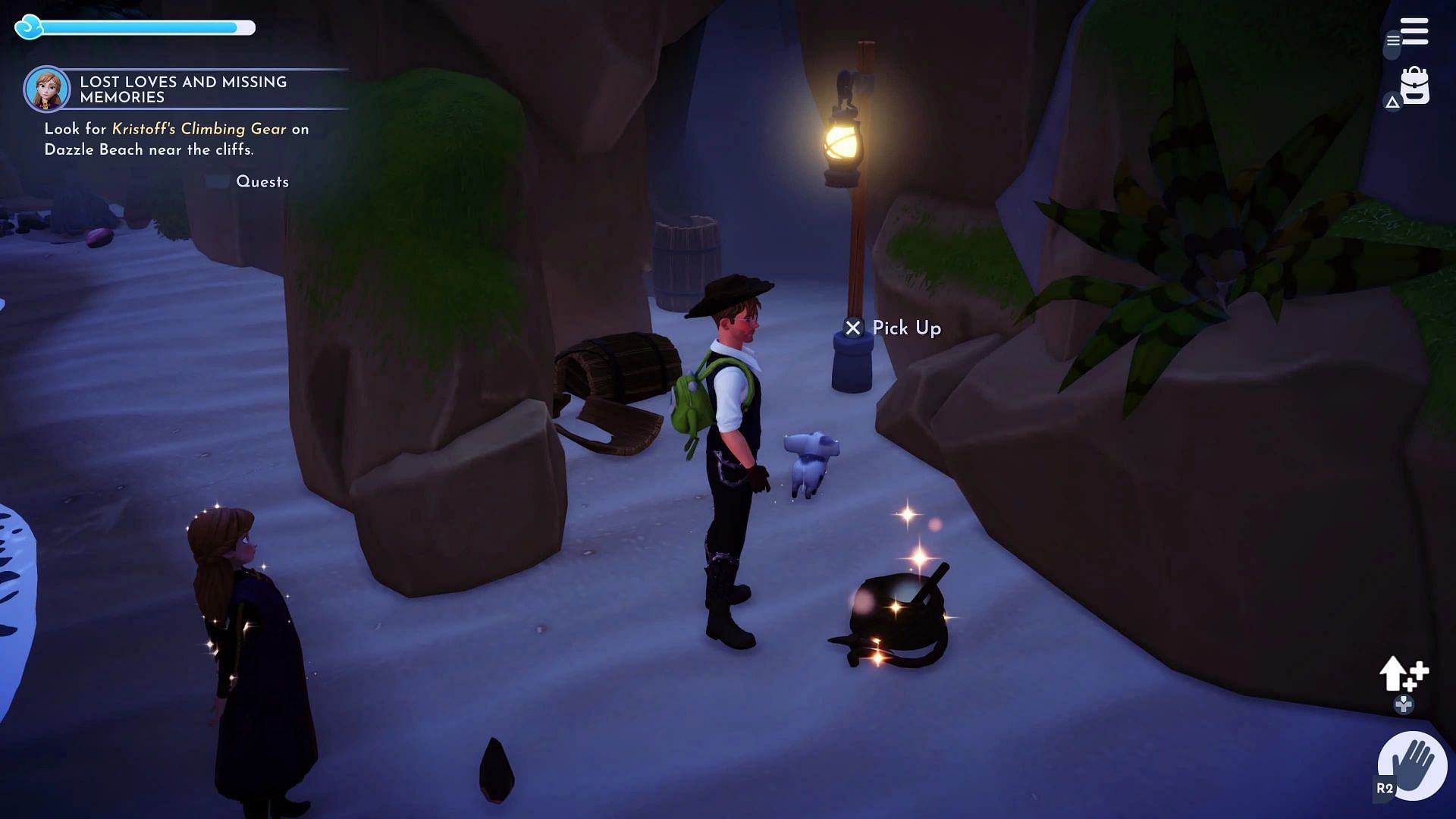 Kristoff&#039;s gear is found near the cave where players first meet Ursula in Disney Dreamlight Valley (Image via Gameloft)
