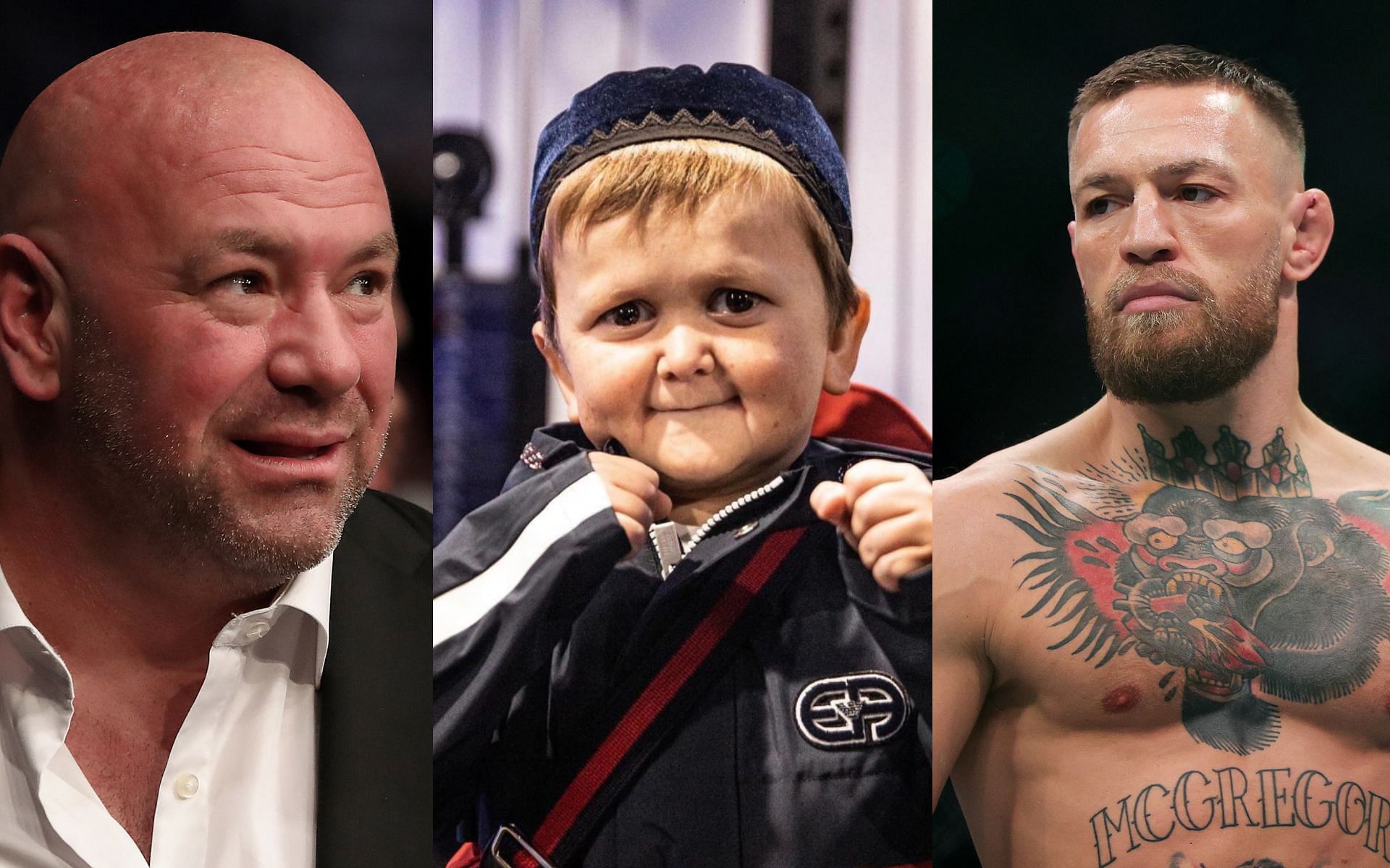 Dana White (left), Hasbulla (centre), Conor McGregor (right) [Image courtesy of @hasbulla_ on Instagram]