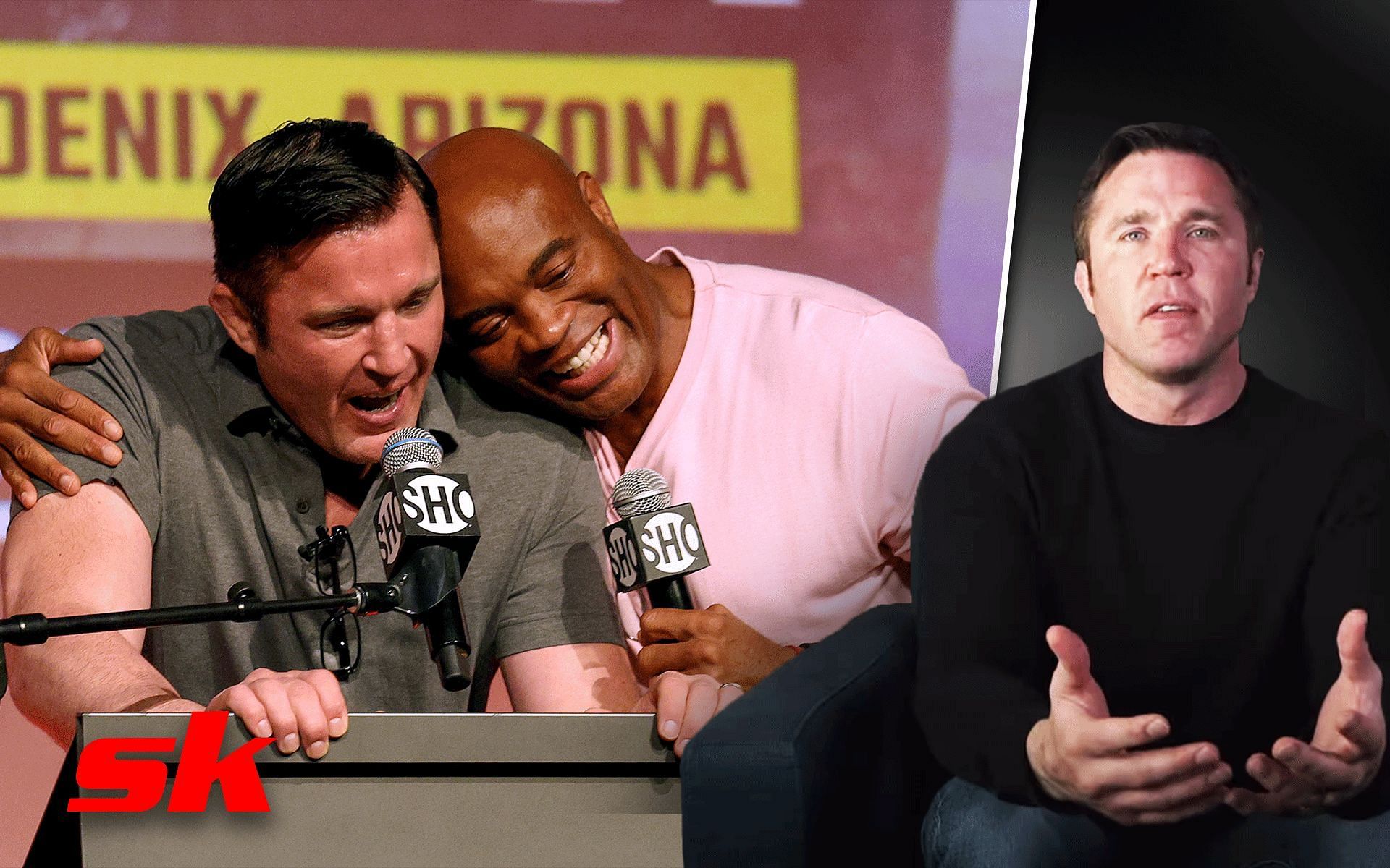 Chael Sonnen and Anderson Silva at the Paul vs. Siva press conference [Images via: Right image via Chael Sonnen | YouTube, rest via Getty]