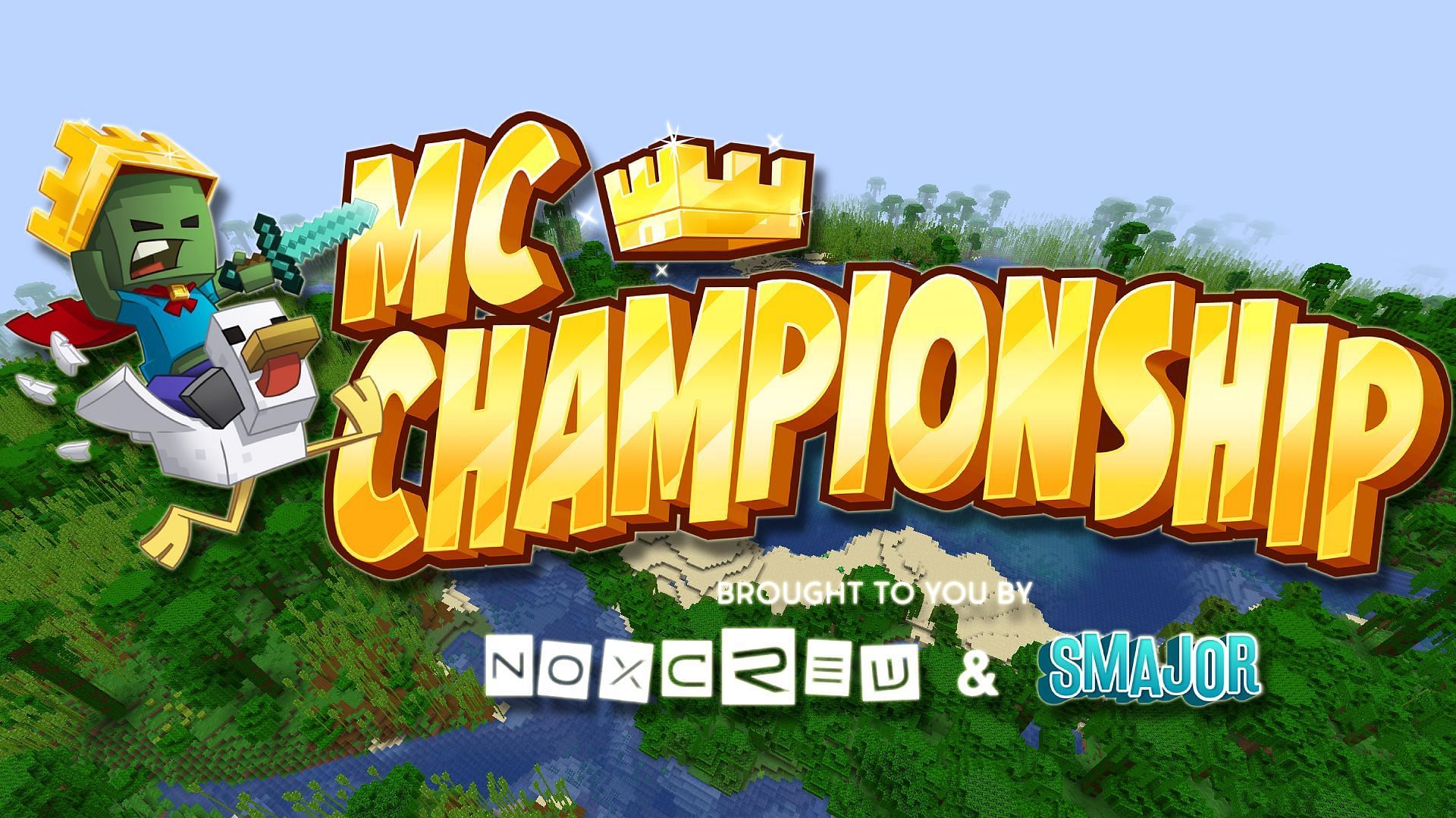 The Minecraft Championship logo over an in-game background (Image via MCC)