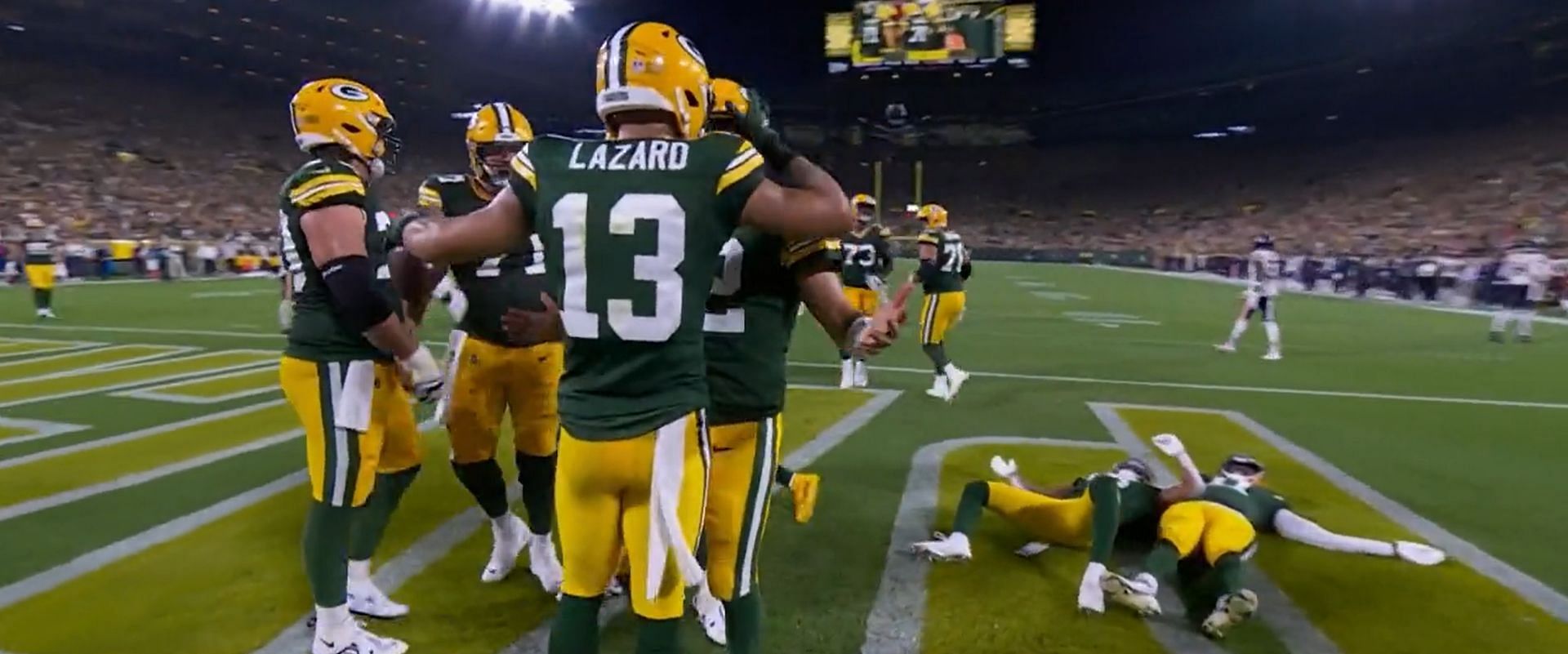 The Packers touchdown celebration against the Bears.