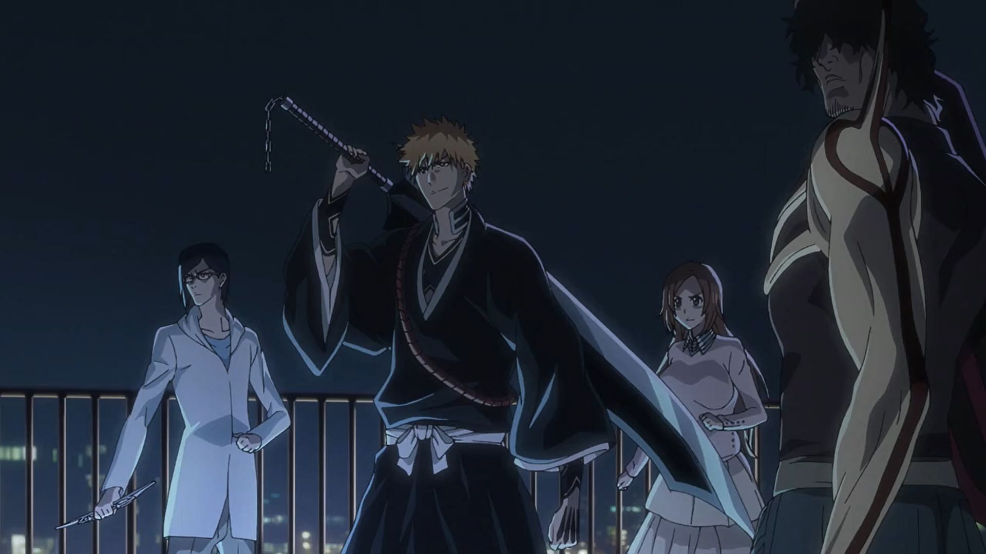 Ishida, Ichigo, Orihime, and Sado are ready to fight Hollow (Image via Studio Pierrot)