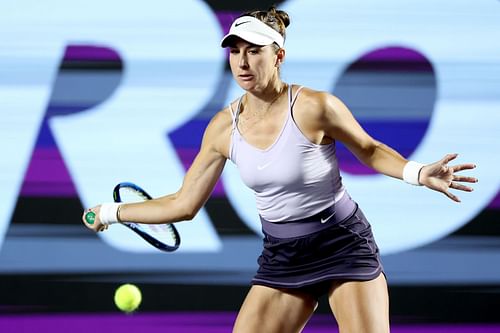 Belinda Bencic in action against Leylah Fernandez at the Guadalajara Open