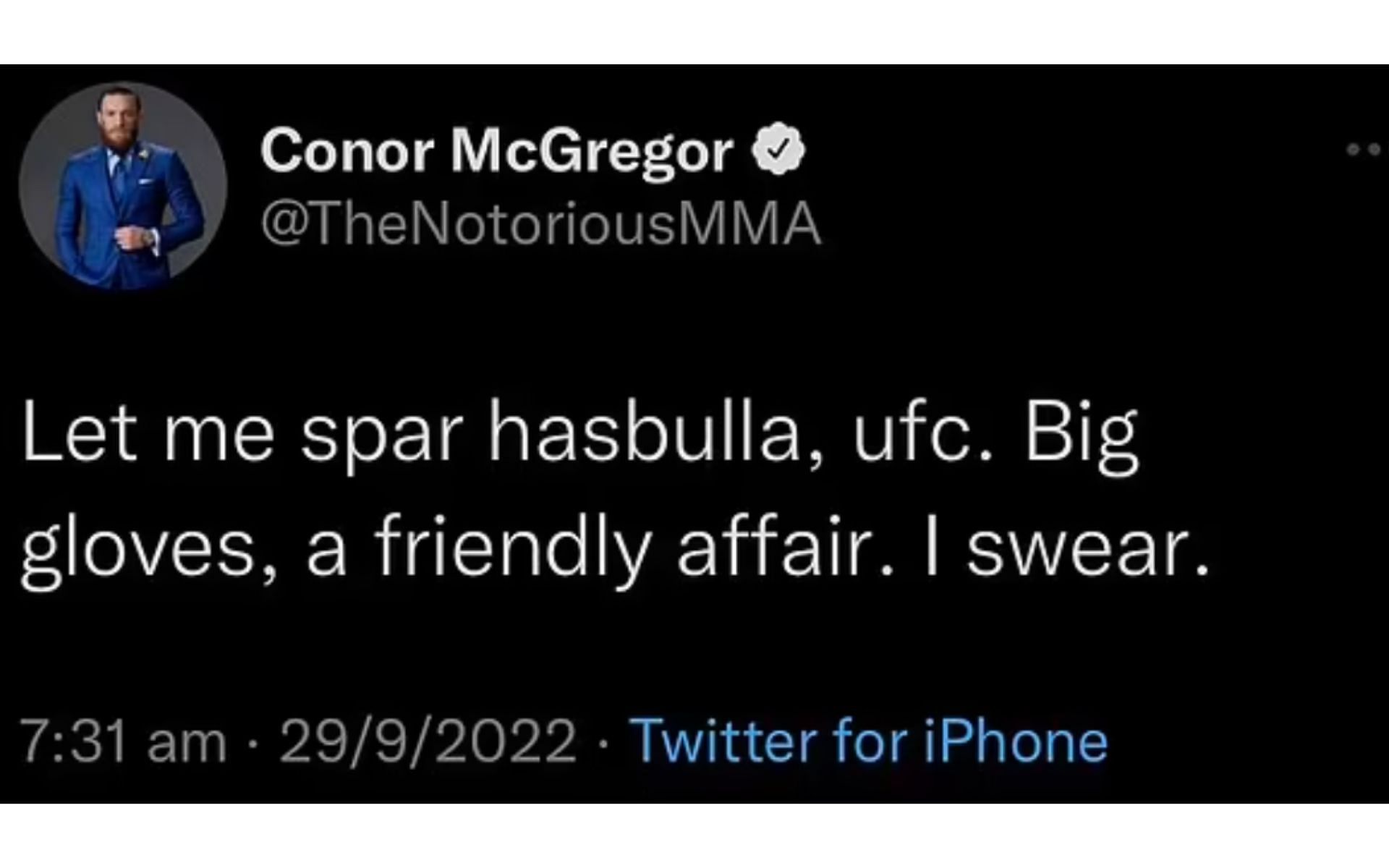 Conor McGregor&#039;s deleted tweet.