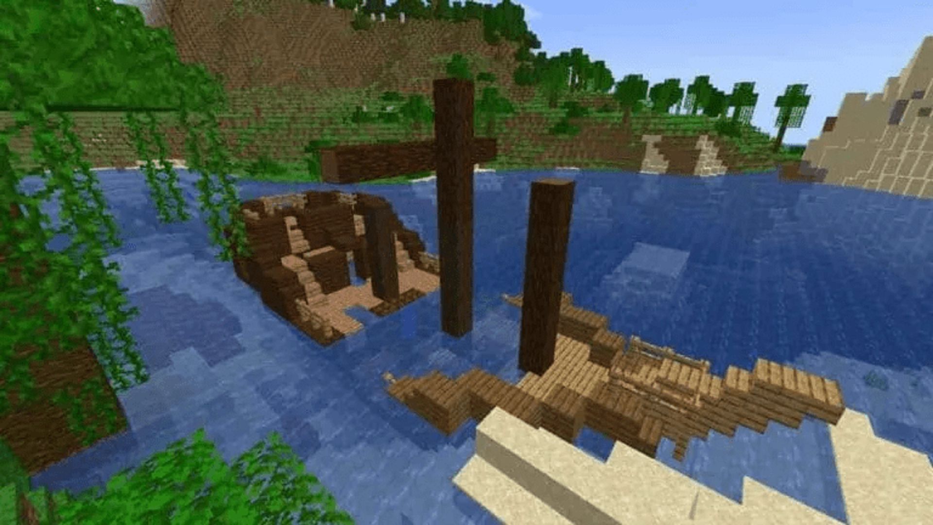 Generated Structures like shipwrecks can yield plenty of quality loot (Image via Mojang)