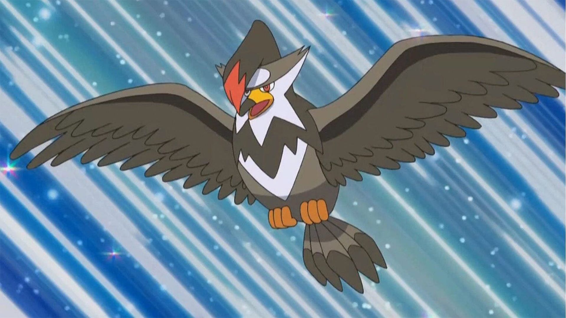 Staraptor as it appears in the anime (Image via The Pokemon Company)